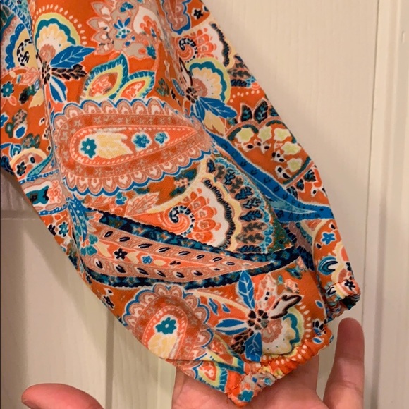 Orange/Blue Girls Handkerchief Hem Shirt - Picture 5 of 8